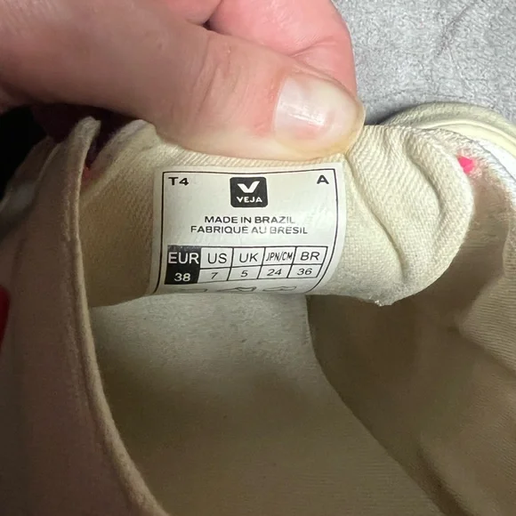 Veja Esplar SE Low Canvas Sneakers White Pink Size 7 Slip-On w/ Stretch Laces - Picture 7 of 7